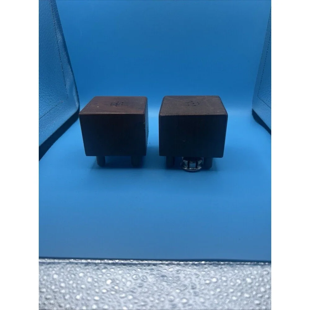 Vintage MCM Wood Salt & Pepper Shaker Set of 2 Square Block w/ Legs 2 3/4